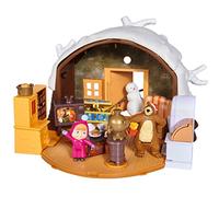 Simba - Masha e Orso Playset Casa Inverno, 109301023, + 3 Anni, Inclusi Masha e Orso con Tanti Accessori