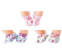 Simba New Born 105560017 - Set di 3 paia di scarpe per bambole, scarpe in tessuto, per bambole da 30 a 43 cm, ballerine, stivali, dai 3 anni in su