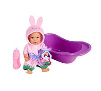 Simba New Born Baby Bathfun Baby - Bambola da bagno (12 cm) con funzione di bere e bagnato, vasca da bagno, accappatoio, ciuccio e bottiglia, per bambini dai 3 anni in su