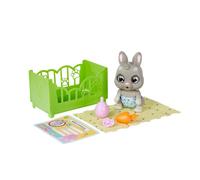 Simba - Pamper Petz Bunny con Lettino, misura 15 cm, coniglietto Interattivo con Accessori e Cuccia, Peluche da Accudire per Bambini, +3 anni, 105950210