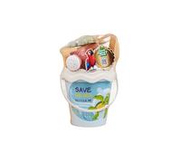 Simba Recycle Baby Set secchio (16 cm) - Giocattolo da spiaggia per bambini, set da 6 pezzi con secchio, annaffiatoio, pirottini, pala e rastrello in materiali riciclati