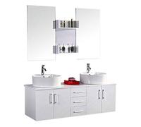 SIMBA S.R.L. Mobile Bagno White Lion arredo Bagno arredobagno 150 cm Bianco Laccato Mobile + lavandini + specchi + 2 miscelatori Completo Moderno Il Piu Venduto