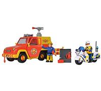 Simba - Sam le Pompier - Pick-Up Venere & Moto della Polizia - 2 Figure - Funzioni Jet d'Acqua e Sonore - Batterie incluse - Da 3 anni - 109251099038