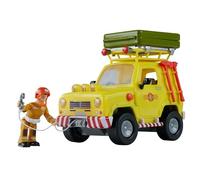Simba Sam Vigile del fuoco fuoristrada con tenda, tenda da tetto apribile, figura Sam, luce, verricello, accessori, 16 cm, dai 3 anni in su