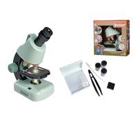 Simba Scout Microscopio - Microscopio per bambini con ingrandimento da 100x a 1200x, con funzione luminosa, 8 barre di campione, 4 vetrini vuoti, accessori come pinzette e pipetta, altezza 22 cm, dai