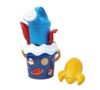 Simba Space Baby 107114607 - Set di secchi, 6 pezzi, secchio, colino, forma di sabbia, pala, rastrello, irrigatore, 11 cm, diametro: 14 cm, a partire da 10 mesi