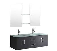 Simba Srl Mobile Bagno Ice arredo Bagno arredobagno 150 cm Nero Laccato Mobile + lavandini + 2 specchi + 2 miscelatori Completo Moderno Il Piu Venduto …