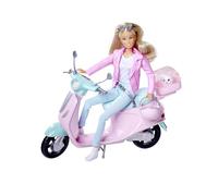 Simba Steffi Love 105733977 - Bambola giocattolo con il suo elegante City Scooter, cane e gabbia per cani, 27 cm, dai 3 anni in su