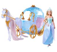 Simba Steffi Love Pumpkin Carriage - Carrozza da favola con Steffi come principessa, 67 cm di lunghezza, con bambola glamour (29 cm), carrozza per bambole fantasioso gioco di ruolo dai 3 anni in su