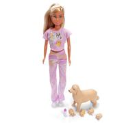 Simba Steffi Love Welcome Puppies - Bambola di moda con mamma di cane incinta e 2-4 cuccioli, incl. cesto per cani e accessori, set di bambole per bambini, 29 cm, dai 3 anni in su