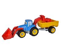 Trattorino con rimorchio con ruote soft cm 30. due "braccia" con benne movibili . cassone staccabile e ribaltabile