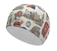 Simboli britannici Big Ben Cabina telefonica Cuffia da nuoto unisex Cappello da nuoto per uomo e donna Capelli corti e lunghi Cuffie da bagno alla moda