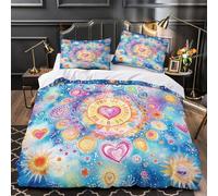 Simboli del cuore Impressione 3D 3 pz fodera per edredone Arte cosmica fantasy coperteletto microfibra ipoallergenica traspirante per bambini uomini adulti King（220x240cm）
