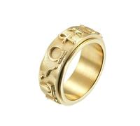 Simboli dell'antico Egitto Anello rotante in acciaio al titanio Gioielli a mano in acciaio inossidabile Design unico Anello da donna Accessorio di moda
