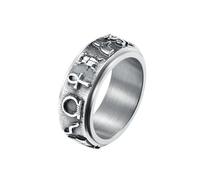 Simboli dell'antico Egitto Anello rotante in acciaio al titanio Gioielli a mano in acciaio inossidabile Design unico Anello da donna Accessorio di moda