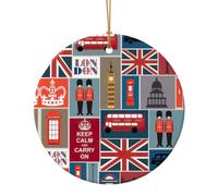 Simboli dell'Inghilterra Stampa Regali di Natale Collaboratore Per Amici Famiglia Circolare Ceramica Ornamenti Appesi di Natale Per La