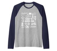 Simboli dello Stato della Carolina del Sud USA Souvenir Maglia con Maniche Raglan