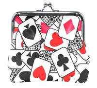 Simboli di carte da donna, grazioso portamonete in pelle, chiusura a bacio, fibbia, portamonete per ragazze, bianco, simboli di carte bianco, classico, Simboli della carta bianca, Classico