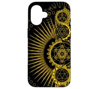 Simboli di geometria sacra Hippie Psychedelic Gold Merkabah Custodia per iPhone 16