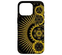 Simboli di geometria sacra Hippie Psychedelic Gold Merkabah Custodia per iPhone 16 Pro