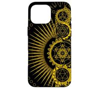 Simboli di geometria sacra Hippie Psychedelic Gold Merkabah Custodia per iPhone 16 Pro Max