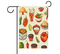 Simboli di salsa messicana bandiera giardino casa prato cartello di benvenuto banner doppio lato piccole bandiere personalizzate per piscina, cortile, decorazione da parete per la casa, 32 x 47 cm