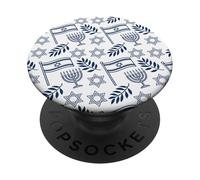 Simboli ebraici modello con Menorah e bandiera stella di David PopSockets PopGrip Adesivo