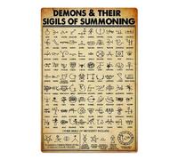 Simboli grafici, insegne in metallo, demoni e i loro sigilli di evocazione, poster, targhe per feste di Halloween, decorazioni da parete per bar, casa, 8x12 pollici