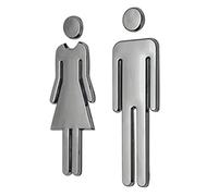 Simboli in rilievo, Segnaletica per bagni, Set di cartelli decorativi for il bagno da uomo e da donna, adesivi in ABS for porte, toilette, WC, simboli for il bagno(Gold)