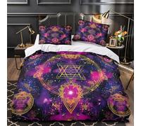 Simboli mistici Set Di Copripiumino Set di Biancheria da Letto morbida microfibra motivo 3D incluso federe cerniera nascosta Geometria Sacra copripiumino for adulti e bambini Single（135x200cm）