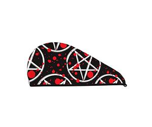 Simboli mistici Viking Wiccan Pagan Pattern Asciugamano per capelli avvolgente, asciugamano per asciugare i capelli con bottone, asciugamano per capelli in velluto corallo, cappello turbante per cap