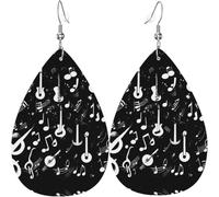 Simboli musicali Amore Stampa Foglia Forma Orecchini pendenti a forma di cuore Orecchini in pelle PU per San Valentino