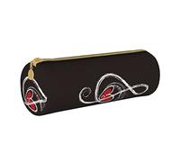Simboli musicali Love Astuccio per matite con cerniera in pelle stampata, borsa per cancelleria portatile, astuccio per cancelleria organizer, unisex