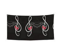 Simboli musicali Love Printing Holloween festivo Banner Decorazioni, cartello per celebrazioni, facile da appendere con corde, 1 confezione
