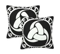 Simboli Pagani Norreni dei Vichinghi di Odino 2 Pezzi Caso Fodere Morbida Fodere per Cuscini Interessante Copricuscini per Camera da Letto Salotto Letto 45X45Cm