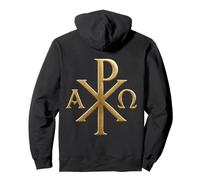 Simbolo cristiano: Chi Rho - Alpha Omega - Gesù Cristo Felpa con Cappuccio