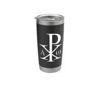 SIMBOLO CROCE CRISTIANA CHI RHO ALPHA OMEGA Bicchiere termico in acciaio inox doppia parete