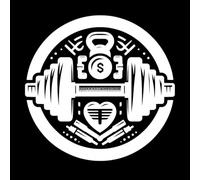 Simbolo del cuore e del denaro con il peso del distintivo fitness e del kettlebell Adesivi incisi 42x43.2cm Facile da installare Bianco