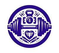 Simbolo del cuore e del denaro con il peso del distintivo fitness e del kettlebell Adesivi incisi 42x43.2cm Abbellimento murale Blu scuro