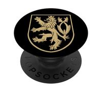Simbolo del leone della Repubblica Ceca con stemma della Repubblica Ceca PopSockets PopGrip Adesivo