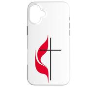 Simbolo del logo della croce e della fiamma della chiesa metodista unita Custodia per iPhone 16 Plus