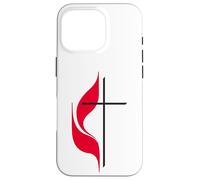 Simbolo del logo della croce e della fiamma della chiesa metodista unita Custodia per iPhone 16 Pro