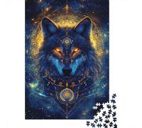 Simbolo del lupo mistico Puzzle Classico Da 1000 Pezzi, Cartone Resistente, Per Adulti E Bambini 8-12 Anni, Arredamento Interno, Svago Indoor, Sfida Mentale 38x26cm/1000pcs