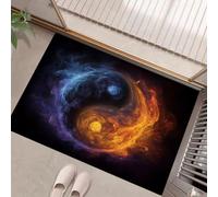 Simbolo Del Tai Chi Ghiaccio E Fuoco Zerbino Ingresso Interno 50 X 80 Cm, Stile Fantasy Zerbino Entrata Ingresso Con Fondo Antiscivolo Tpr, Tappeto Ingresso Per Casa O Ufficio, Colori Misti