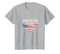 Simbolo della Bandiera patriottica dell'American Pride Maglietta, Bambini, Grigio Melange, 8 Anni