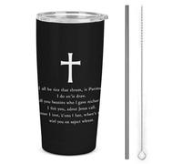 Simbolo della croce con Gesù ispiratore_nobg Bicchiere termico in acciaio inossidabile da 20 once, tazza da viaggio per auto a doppia parete sottovuoto con coperchio a cannuccia per regali di caffè d