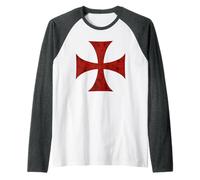 Simbolo della Croce templare del Regno di Gerusalemme Maglia con Maniche Raglan