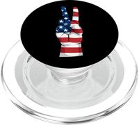 Simbolo della mano del segno della pace dell'orgoglio degli Stati Uniti con sovrapposizione della bandiera PopSockets PopGrip per MagSafe
