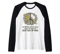 Simbolo della Pace, Alloro, Oliva, Anti-Guerra Maglia con Maniche Raglan