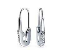 Simbolo della spilla da balia Supporto per persone sfollate Orecchini a filo con accento di cristallo Tonalità argento Acciaio chirurgico Aggiungi ciondoli